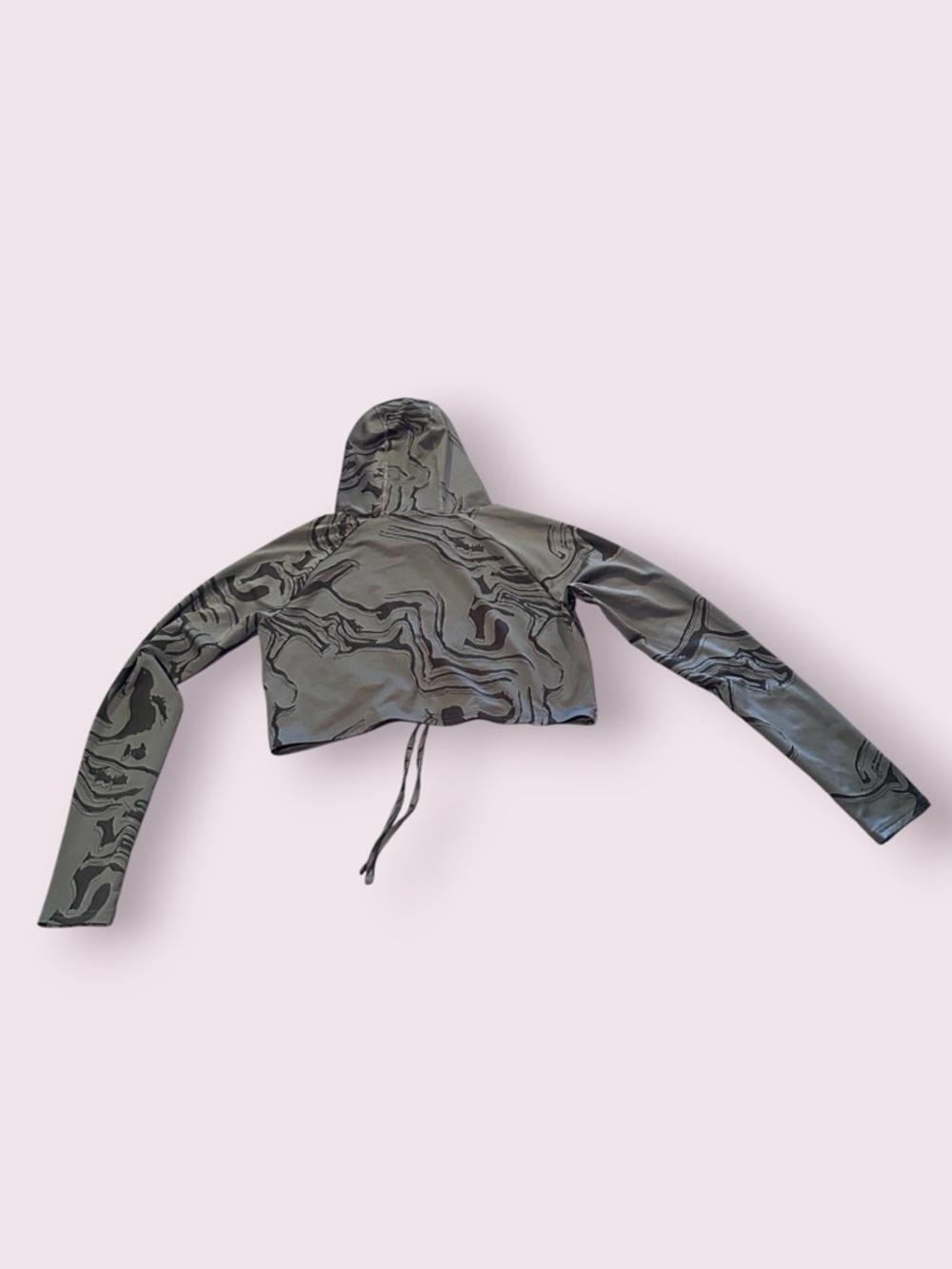 Women's Gymshark Power Crop Hoodie Gray Black Marble Print Synch Size Medium - Picture 7 of 9